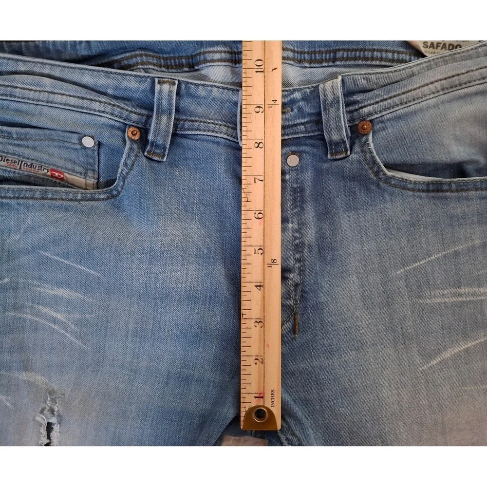 Diesel Safado Regular‎ Slim Straight Jeans Mens 30x33 Blue Wash 0845F Distressed
